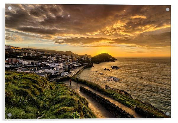 Capstone Point Ilfracombe Acrylic by Dave Wilkinson North Devon Ph