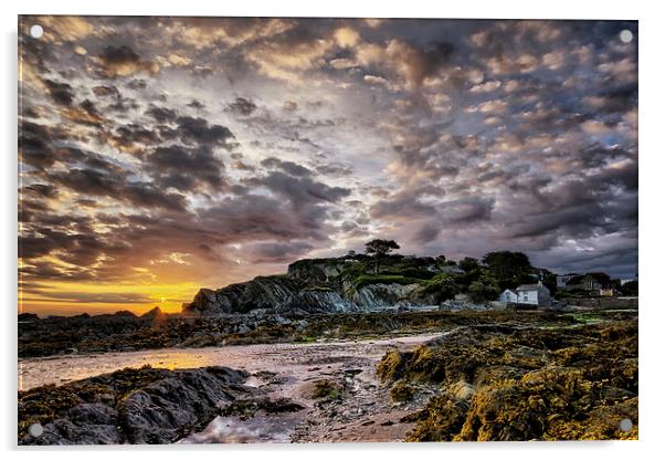 Lee Bay sunrise Acrylic by Dave Wilkinson North Devon Ph
