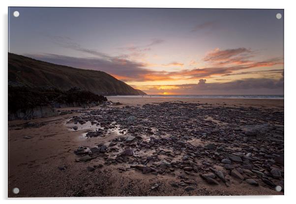  Putsborough Sands sunset Acrylic by Dave Wilkinson North Devon Ph