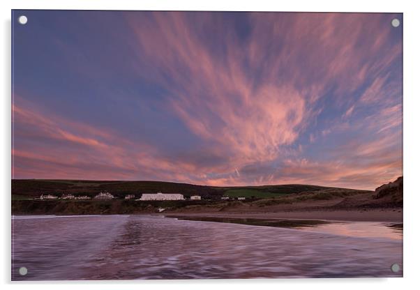   Saunton sands sunrise Acrylic by Dave Wilkinson North Devon Ph