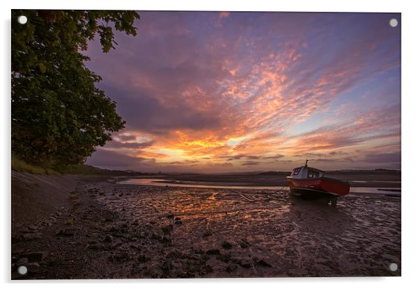   River Taw sunrise. Acrylic by Dave Wilkinson North Devon Ph