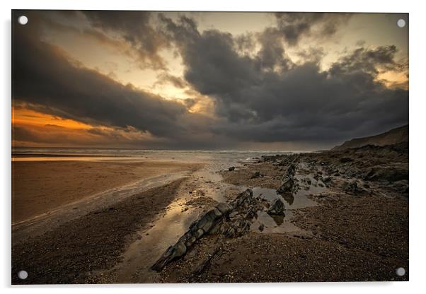  Stormy Saunton Sands Acrylic by Dave Wilkinson North Devon Ph