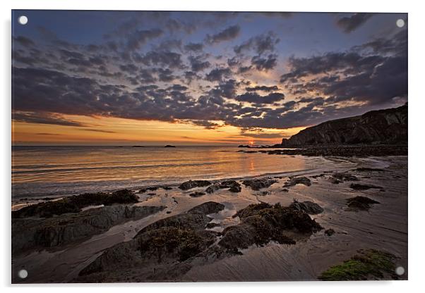  Sunrise Lee Bay, North Dev.on Acrylic by Dave Wilkinson North Devon Ph