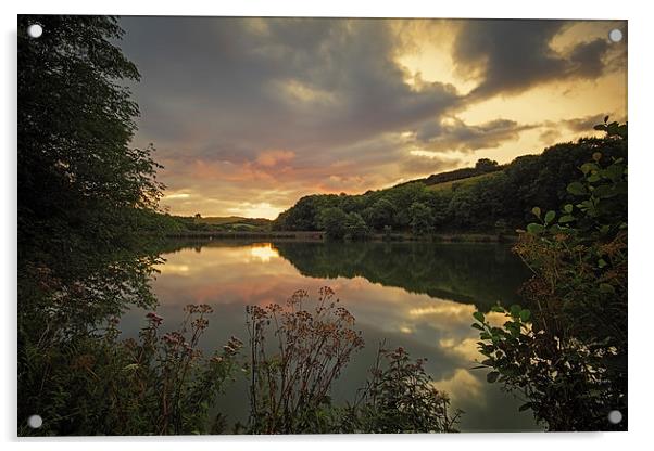  Lower Slade Reservoir Acrylic by Dave Wilkinson North Devon Ph