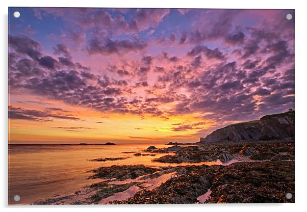   Lee Bay sunrise Acrylic by Dave Wilkinson North Devon Ph
