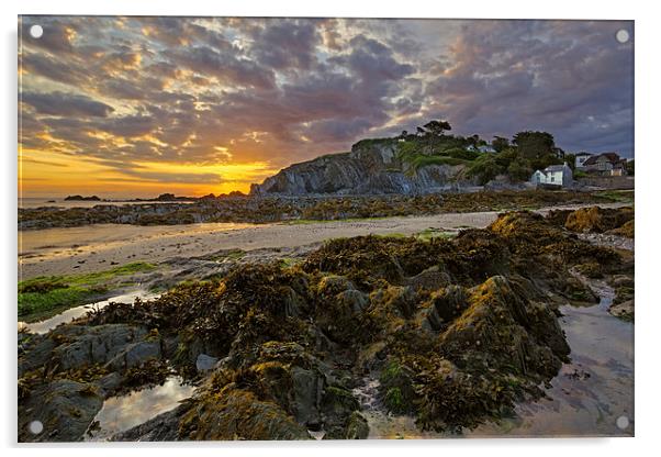 Lee Bay sunrise  Acrylic by Dave Wilkinson North Devon Ph