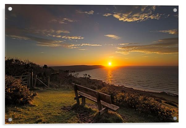 Baggy Point sunset Acrylic by Dave Wilkinson North Devon Ph