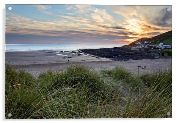   Croyde Bay Sunset Acrylic by Dave Wilkinson North Devon Ph