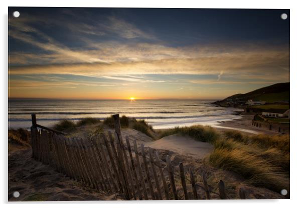  Croyde Bay Sunset Acrylic by Dave Wilkinson North Devon Ph