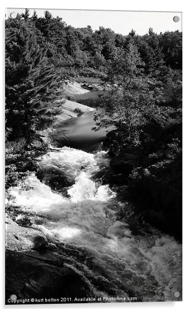 Black and White Waterfall Acrylic by kurt bolton