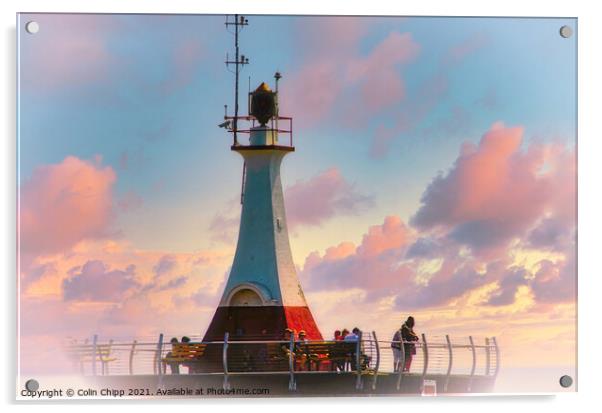 Ogden Point lighthouse Acrylic by Colin Chipp