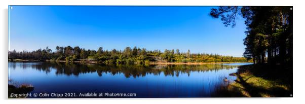 Lake reflections panorama Acrylic by Colin Chipp
