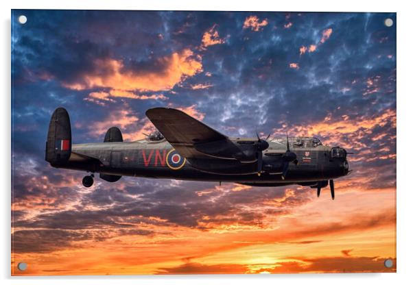 Avro Lancaster Bomber at Sunset Acrylic by Derek Beattie