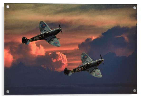 Spitfires Through The Storm Acrylic by Derek Beattie
