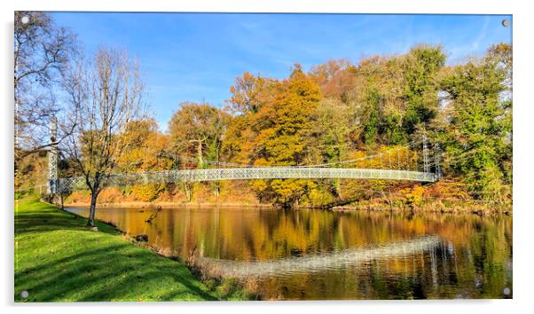 King George V Suspension Bridge Newton Stewart Acrylic by Derek Beattie