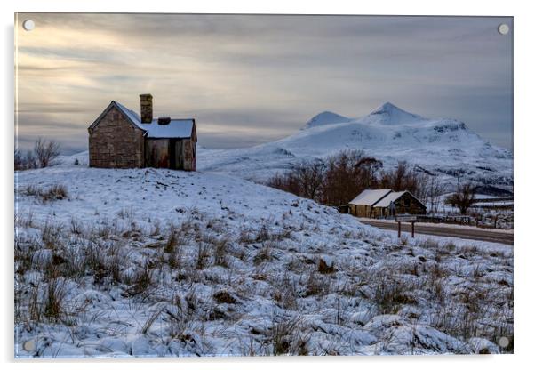 Cul Mor a Winter Scene Acrylic by Derek Beattie