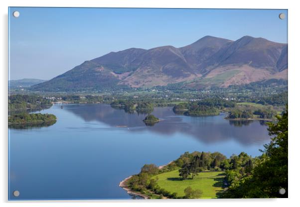 Derwent Water Keswick and Skiddaw Acrylic by Derek Beattie