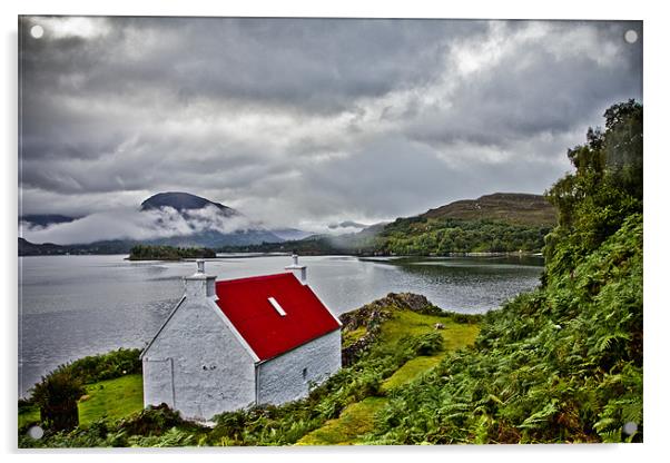Red Roof Cottage Applecross Scotland Acrylic by Derek Beattie