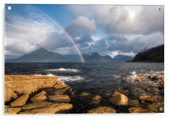 Rainbow Light at Elgol Isle of Skye Acrylic by Derek Beattie