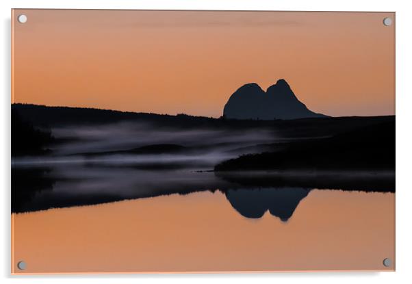 Misty Suilven at Sunset Acrylic by Derek Beattie