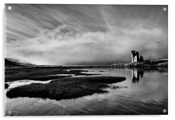 Ardvreck Castle Scotland in the Mist Acrylic by Derek Beattie
