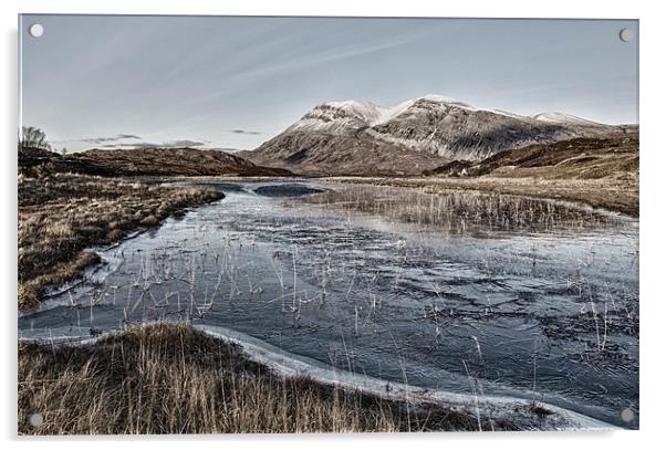 Arkle Mountain in Winter Acrylic by Derek Beattie