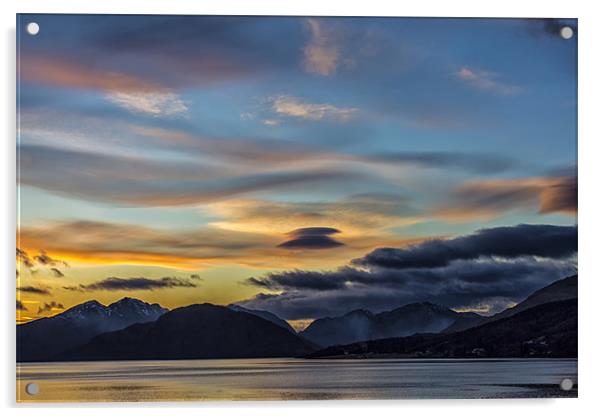 Ardgour and Loch Linnhe Sunset Acrylic by Derek Beattie