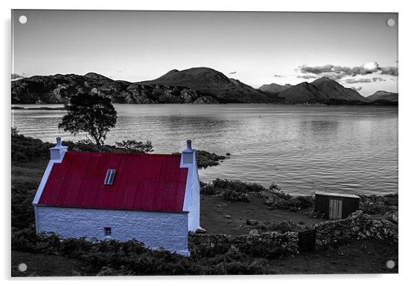 Red Roofed House Scotland Acrylic by Derek Beattie