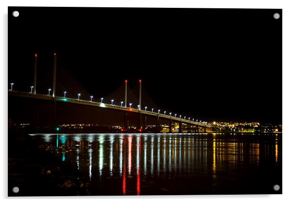 Kessock Bridge at Night Acrylic by Derek Beattie