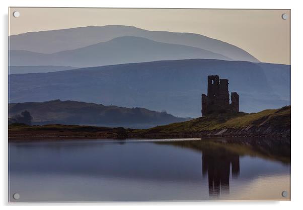 Ardvreck Castle and Loch Assynt Acrylic by Derek Beattie