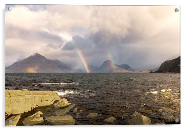 Rainbows at Elgol Isle of Skye Acrylic by Derek Beattie