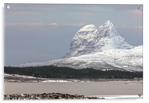 Suilven in Winter Acrylic by Derek Beattie