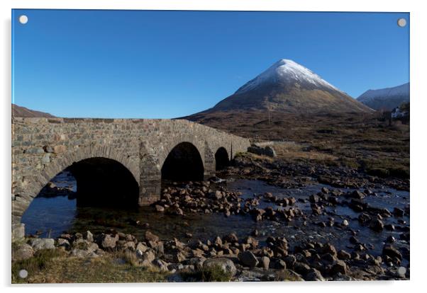Glamaig and the Sligachan Bridge Acrylic by Derek Beattie