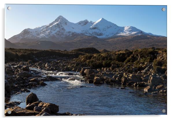 River Sligachan and the Cuillin Mountains Acrylic by Derek Beattie