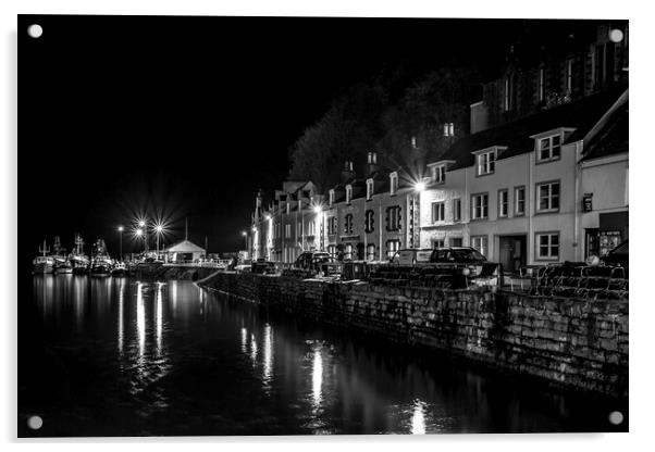 Portree Harbour at Night Acrylic by Derek Beattie