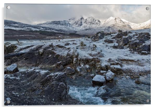 Blaven Isle of Skye in Winter Acrylic by Derek Beattie