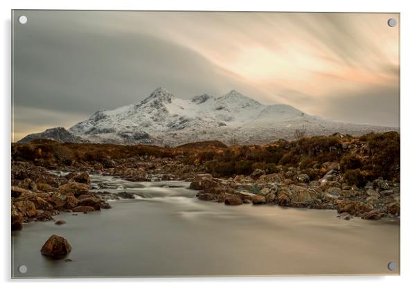 Sgurr nan Gillean and The River Sligachan Skye Acrylic by Derek Beattie