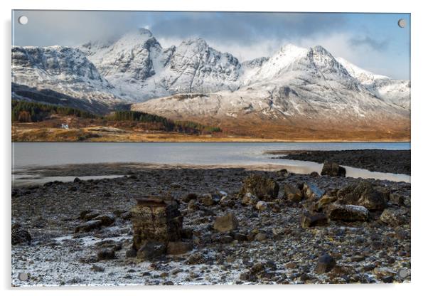 Blaven Isle of Skye in Winter Acrylic by Derek Beattie