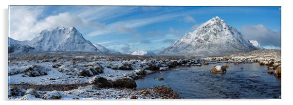 Glencoe Winter Panorama Acrylic by Derek Beattie