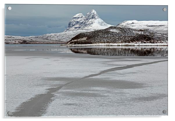 Suilven in Winter Scotland Acrylic by Derek Beattie