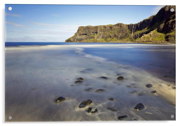 Talisker Bay and Waterfall Acrylic by Derek Beattie