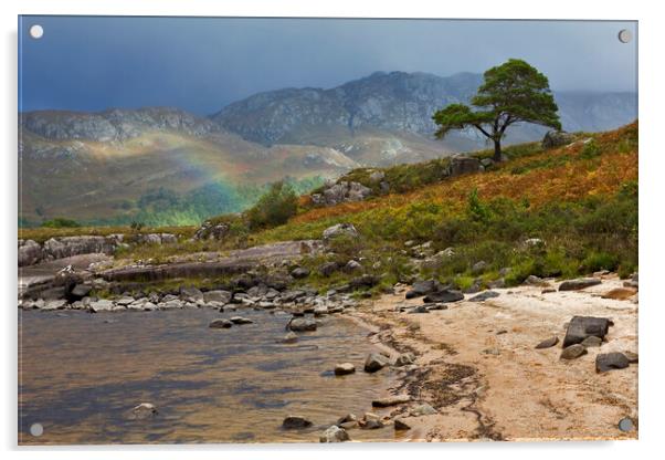 Loch Maree Rainbow Light Acrylic by Derek Beattie