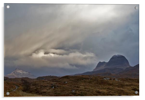 Suilven and Canisp Scotland Acrylic by Derek Beattie