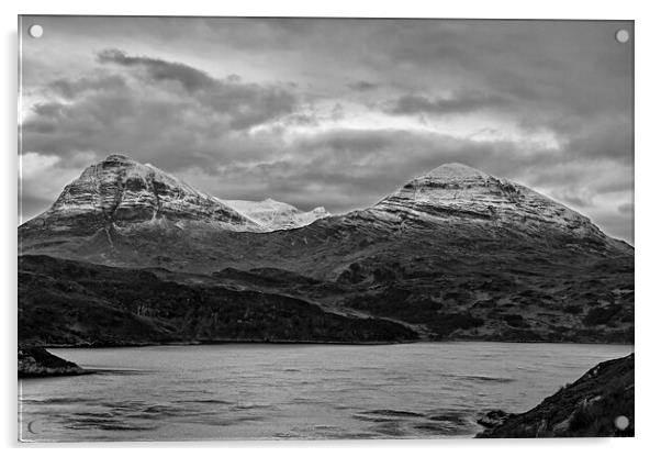 Quinag Mountain Range Scotland Acrylic by Derek Beattie