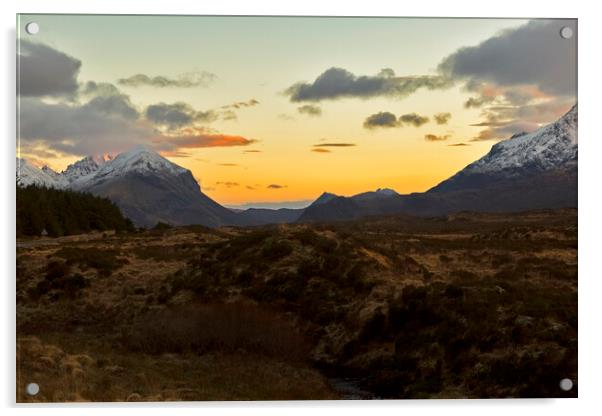 Sunset over the Cuillin Isle of Skye Acrylic by Derek Beattie