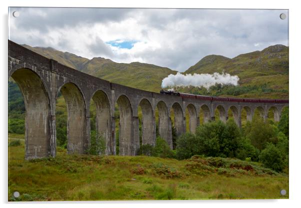 Glenfinnan Viaduct and the Jacobite Steam Train Acrylic by Derek Beattie