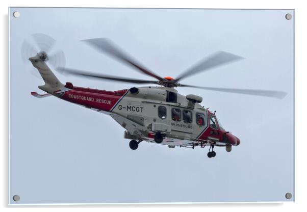 Coastguard Rescue Helicopter Acrylic by Derek Beattie
