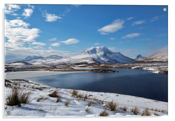 Scottish Highland Mountains in Winter Acrylic by Derek Beattie
