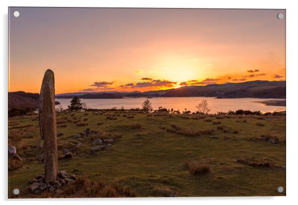 Kintraw Standing Stone Loch Craignish  Scotland Acrylic by Derek Beattie