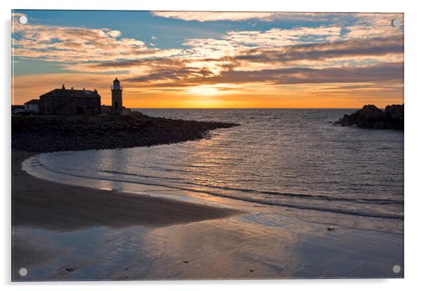 Portpatrick Sunset Acrylic by Derek Beattie